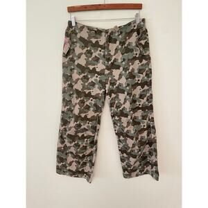 Vintage Hooch Womens Cargo Pants Size 30R Green Camouflage Wide Leg Grunge Y2K
